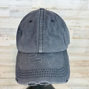 KBETHOS Ponytail Cap Strapback Hat Black One Size Blank Distressed